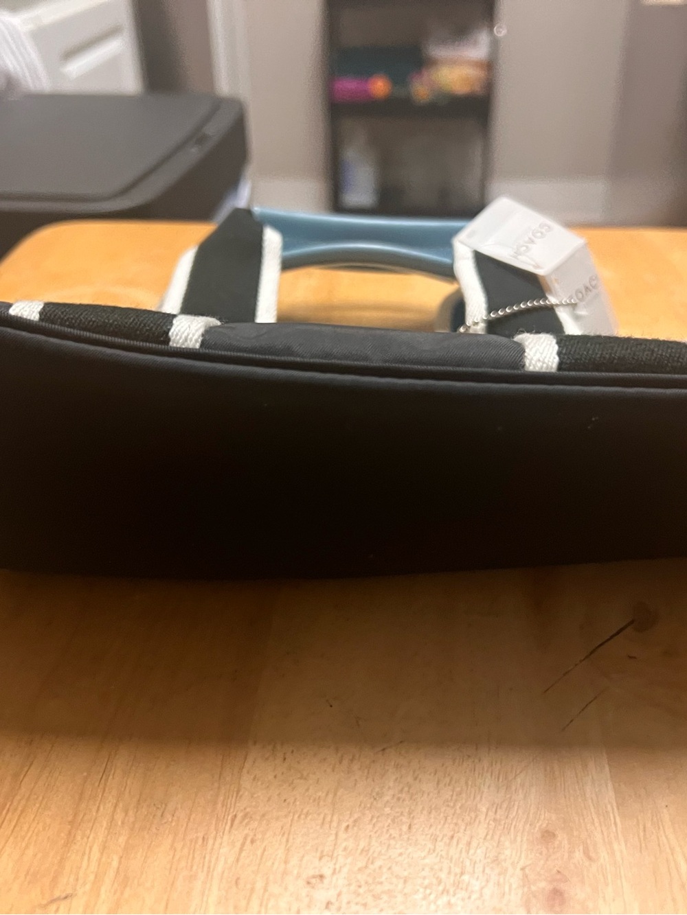 Coach Black Canvas Briefcase with Light Blue and Tan Trim - Picture 5 of 8